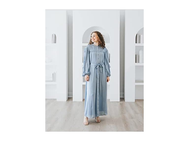 The Drop Blue Fog Ruffle Sleeve Maxi - Image 1