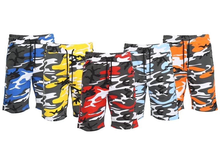 1 & 3Pk Mens French Terry Camo Shorts - Image 1