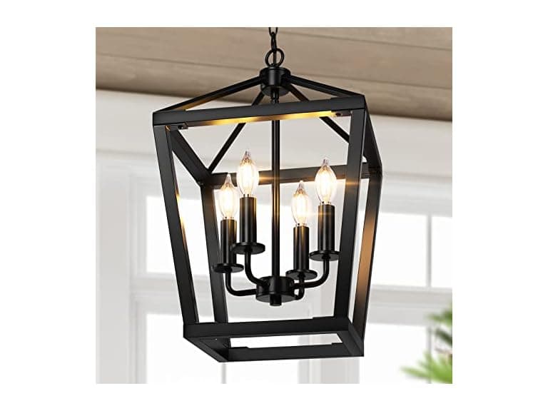 BrightHome Farmhouse Chandelier 4-Light, Black, 19.5" - Image 1