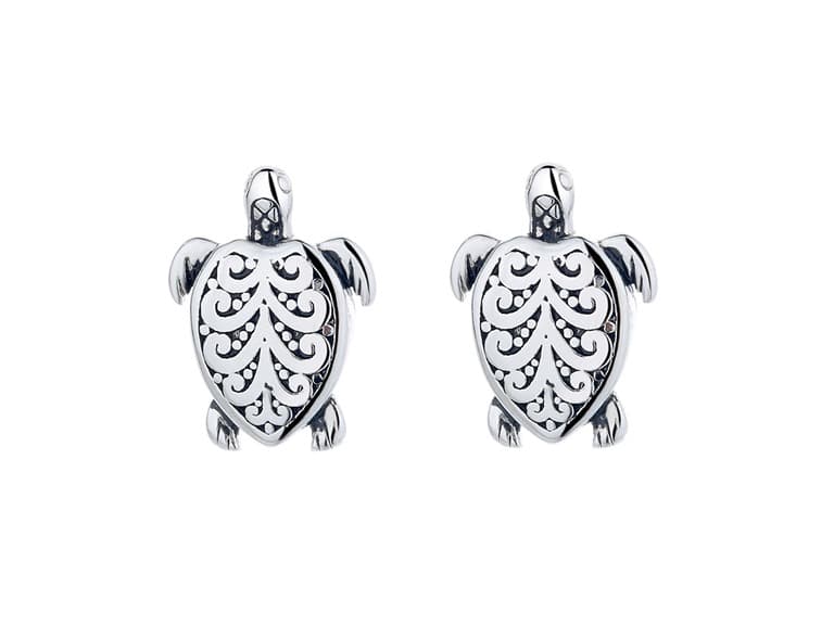 Sterling Silver Artisan Turtle Studs - Image 1