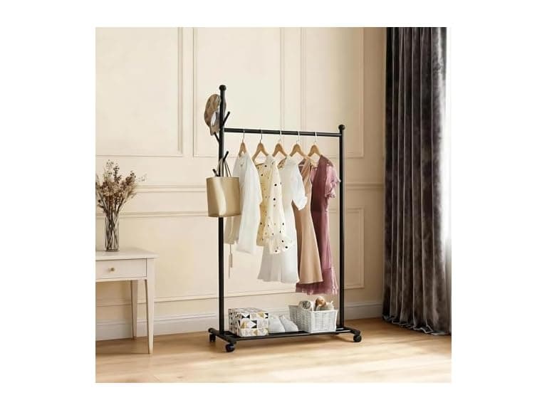 Takywep 33.86'' Length Standing Coat Rack with Wheels - Image 1