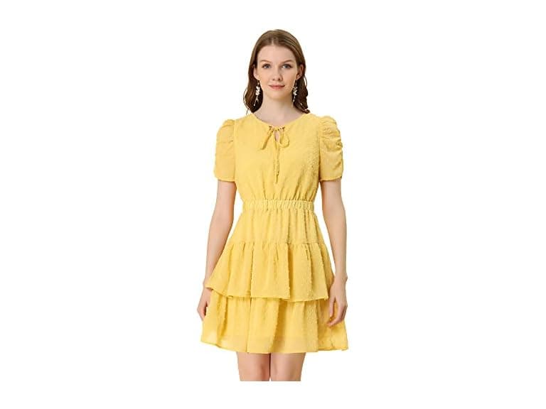 Allegra K Women (S) Swiss Dots Dresses Short Dress - Image 1