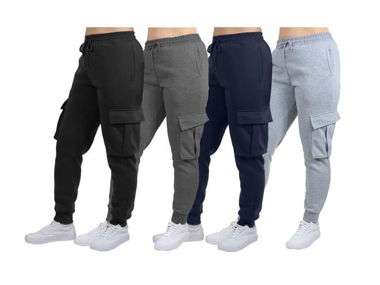 3Pk Womens Fleece Cargo Jogger Pants - Image 1