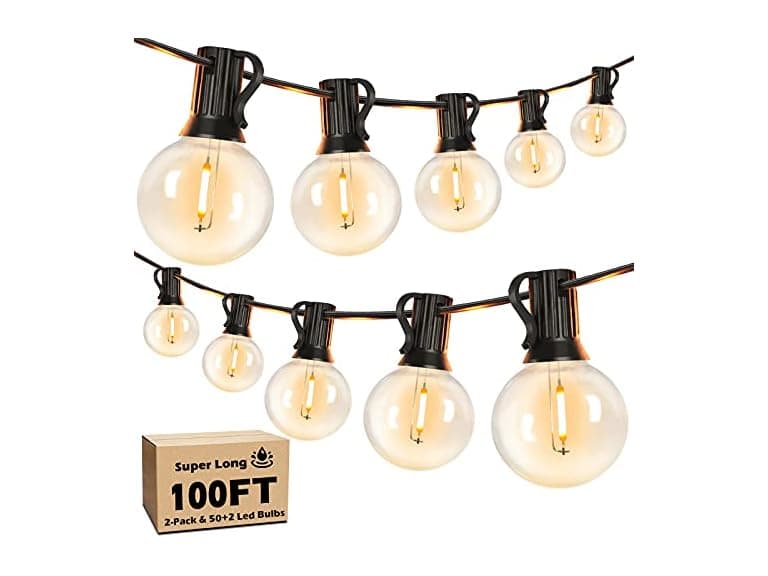 100FT LED Outdoor String Lights Patio Light, 52 Bulbs
