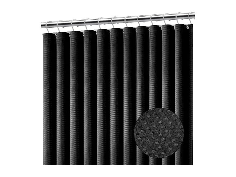 Clara Clark Black Shower Curtain - Hotel Quality Waffle - Image 1