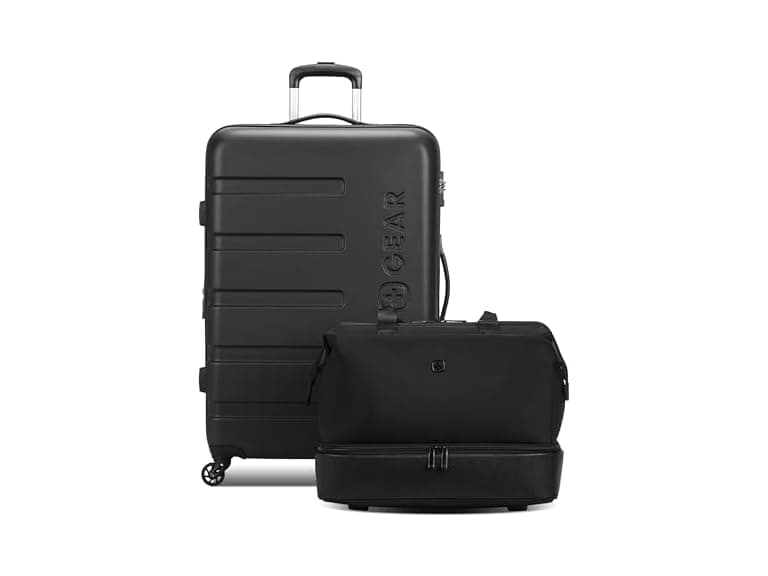 SwissGear 7366 Signature Hardside Luggage Weekender Tote, Black, 2-Piece Set  - Image 1