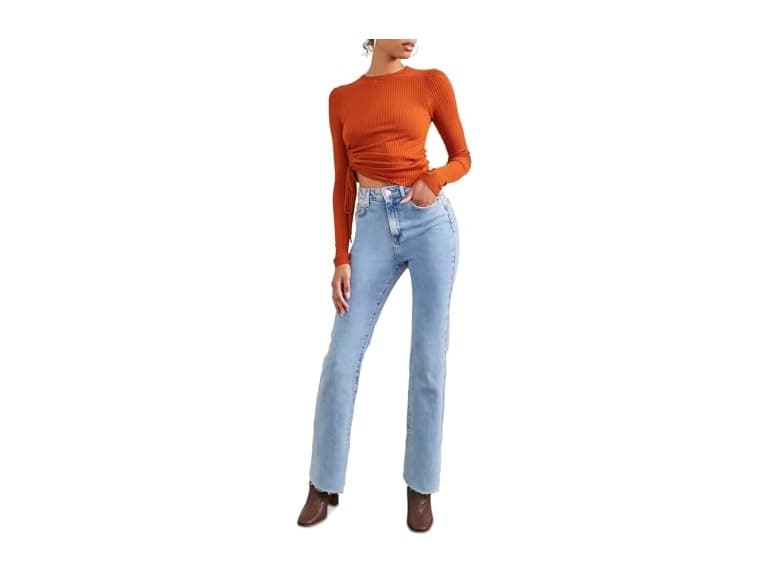 Forever 21  (M) Ribbed Ruched Drawstring Sweater - Image 1