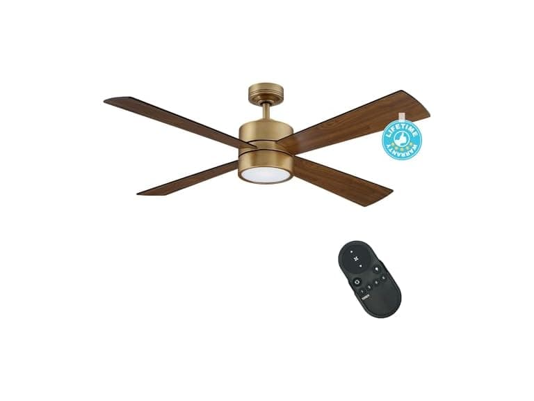 Parrot Uncle 52" Ceiling Fan with Lights & Remote Brass - Image 1