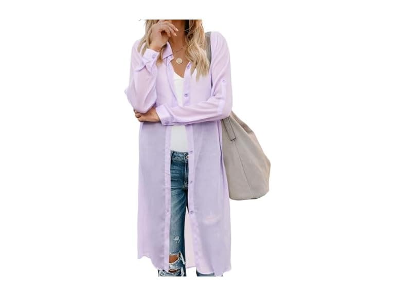 Zeagoo Women Long Swimsuit Kimono Cover Cardigan - Image 1
