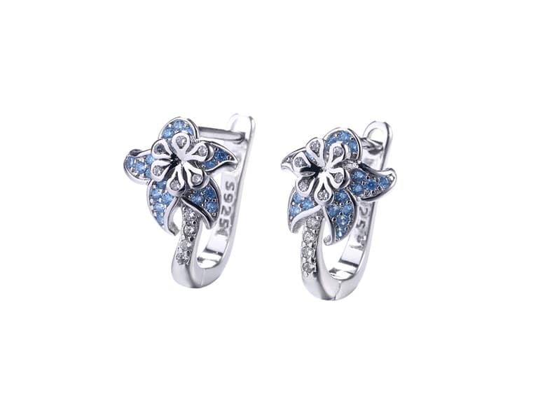 Flower Crystal Huggie Earrings - Image 1