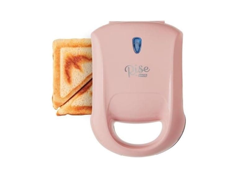 6.2 in. Metal Nonstick Surface Pink Sandwich Grill, Pink - Image 1