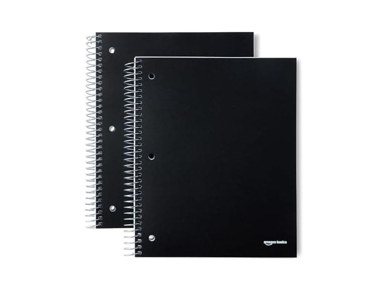 Amazon Basics 3-Subject Notebook Blk 2pk