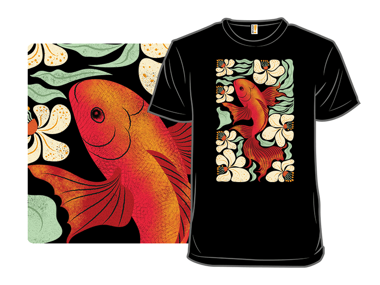 Carp Fish Among Flowers