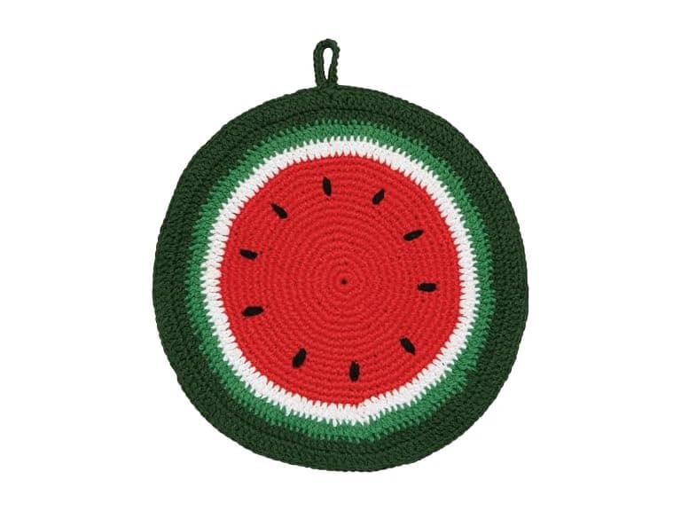 Jubilee Melon Pop Crochet Cotton Trivet 8in - Image 1