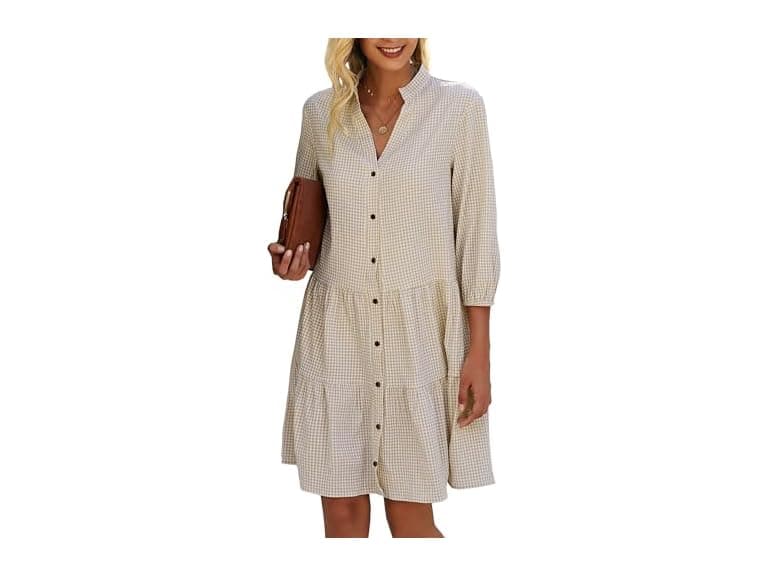 Cctoo Women (L) Summer Dresses Casual Dress Beige - Image 1