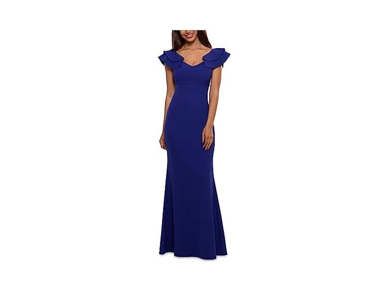 Betsy & Adam Women (14) Long Ruffles Gown Marine - Image 1