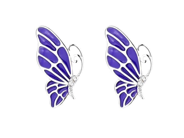 Violet Sterling Silver Butterfly Earrings - Image 1