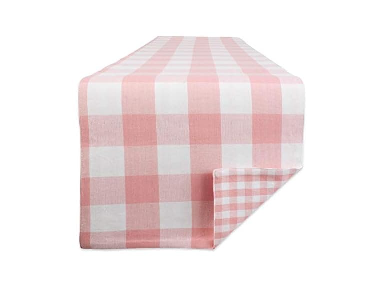 DII Gingham Check Tabletop Collection, Pink, Table Runner - Image 1