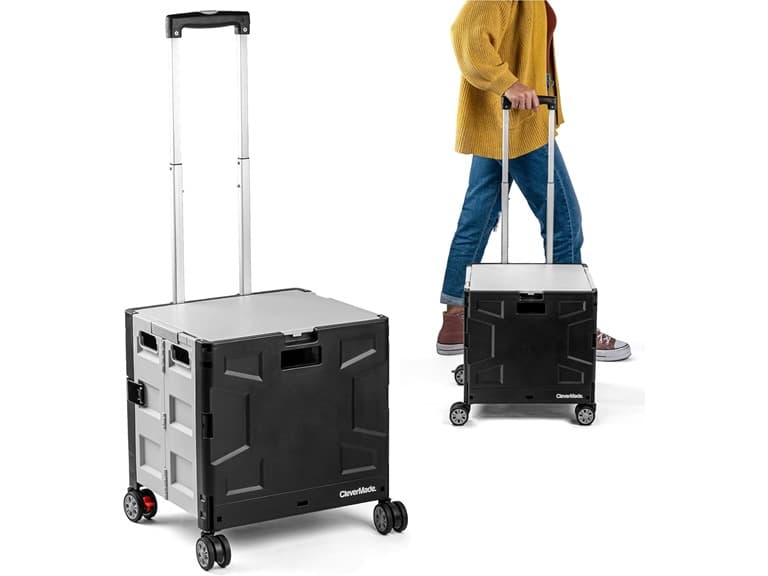 CleverMade Collapsible 4-Wheeled Crate w/ Lid - Image 1