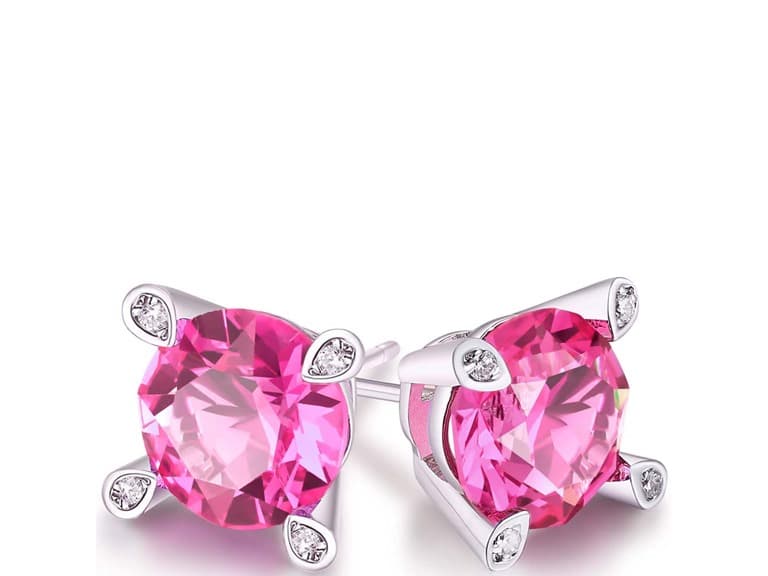 Pink Sapphire Round Studs - Image 1