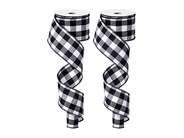 2Pcs 11 Yard Wired Edge Plaid Ribbon  - Image 1