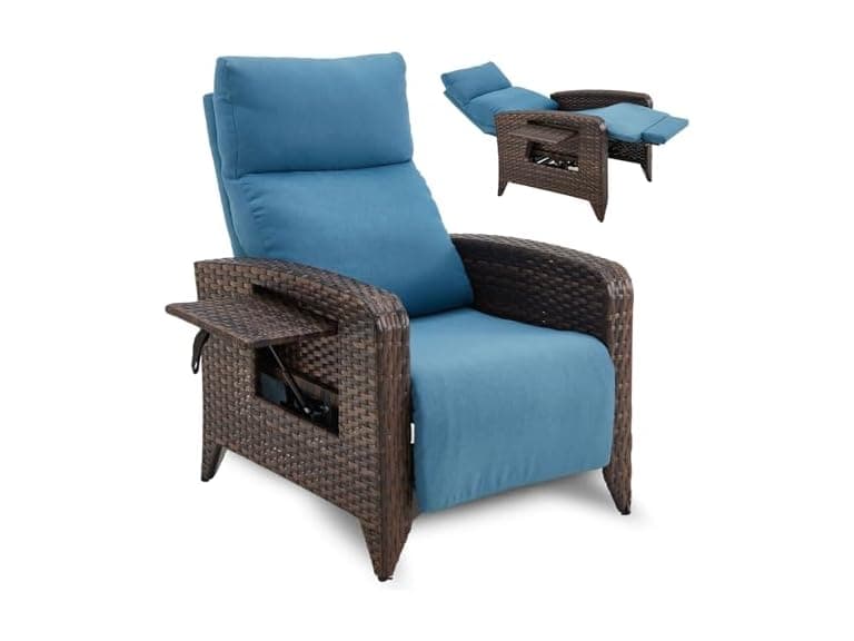 ZZW Upgraded Outdoor Recliner Chair Blue