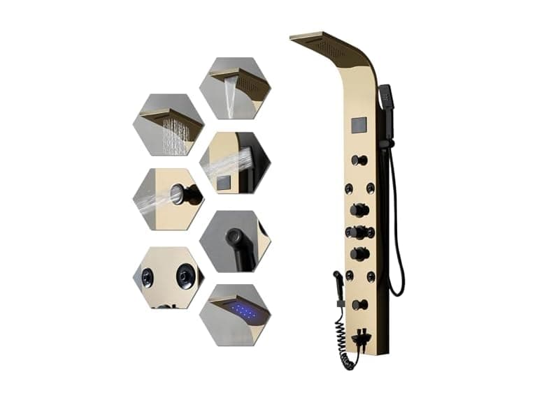 BWE Shower Panel Tower 304 Stainless Steel with 6 Body Jets - Image 1