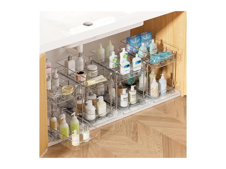 Vtopmart 4 Pack Bathroom Under Sink Organizer with Dividers
