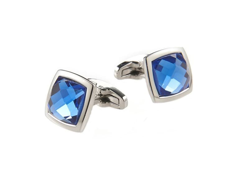 Blue Crystal Square Cufflinks - Image 1