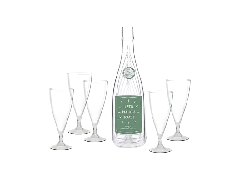 Santa Barbara Design Studio Acrylic Let's Toast Bottle with 5 Glasses - Image 1