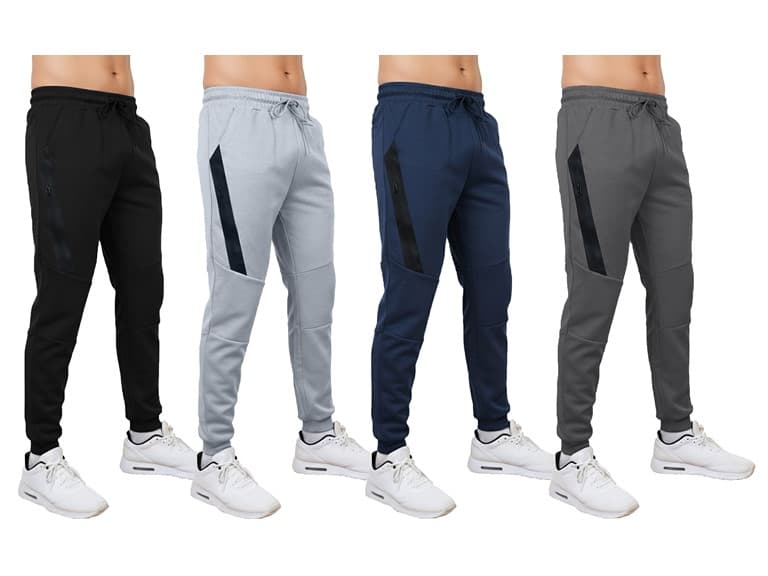 3Pk Asst Mens Tech Joggers w-Stripe Zip Patch - Image 1