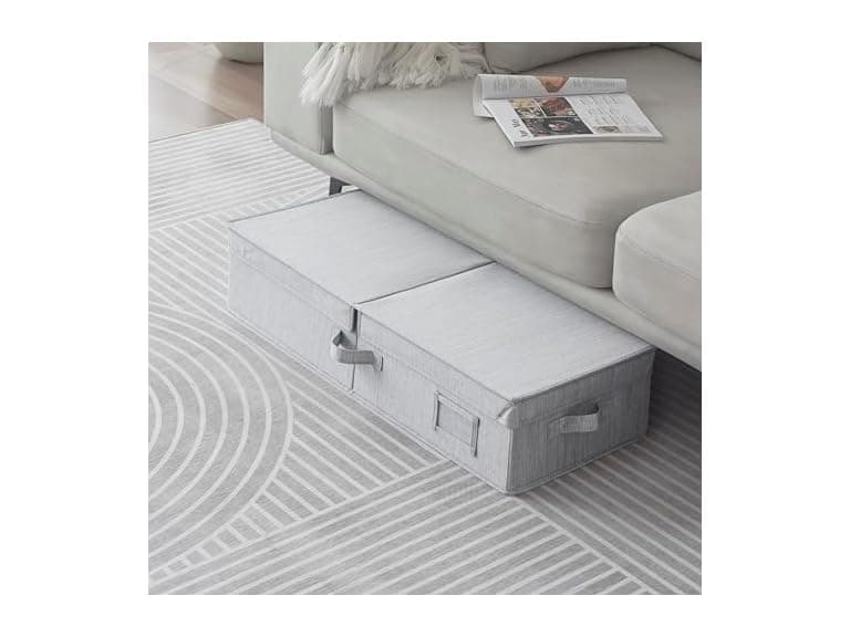 Sukkiri Homu Under Bed Fabric Zipper Blanket Storage Gray - Image 1