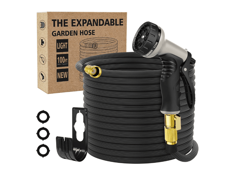 100ft Flexible Garden Hose with Nozzle - Image 1