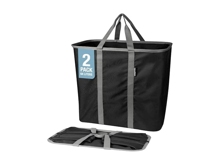 2PK CleverMade Collapsible Caddy, Black/Gray - Image 1