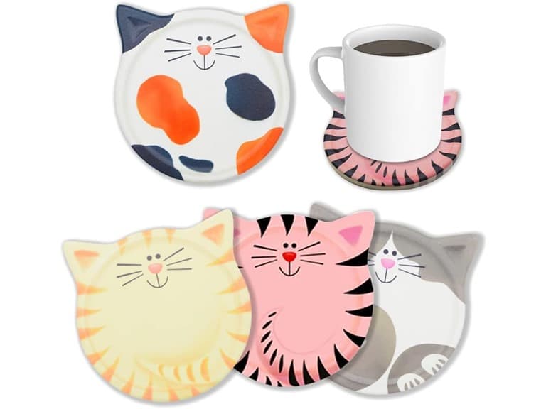 Cat Shaped Ceramic Coasters Set of 8 - Image 1