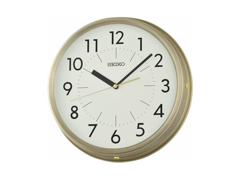 Seiko QXA865GLH Non Ticking Wall Clock, Gold, 12 Inches - Image 1