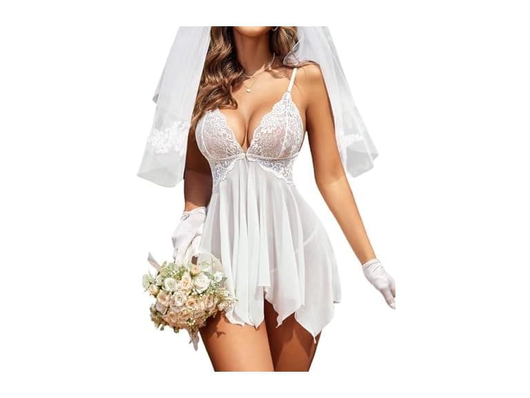 Avidlove (L) Lingerie Sexy Lace Babydoll Dress - Image 1