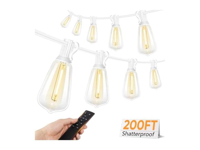 Brightever White Outdoor String Lights with Remote - Image 1