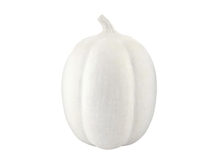 White Handcrafted Paper Mache Sculpture, Large, Pumpkin - Image 1