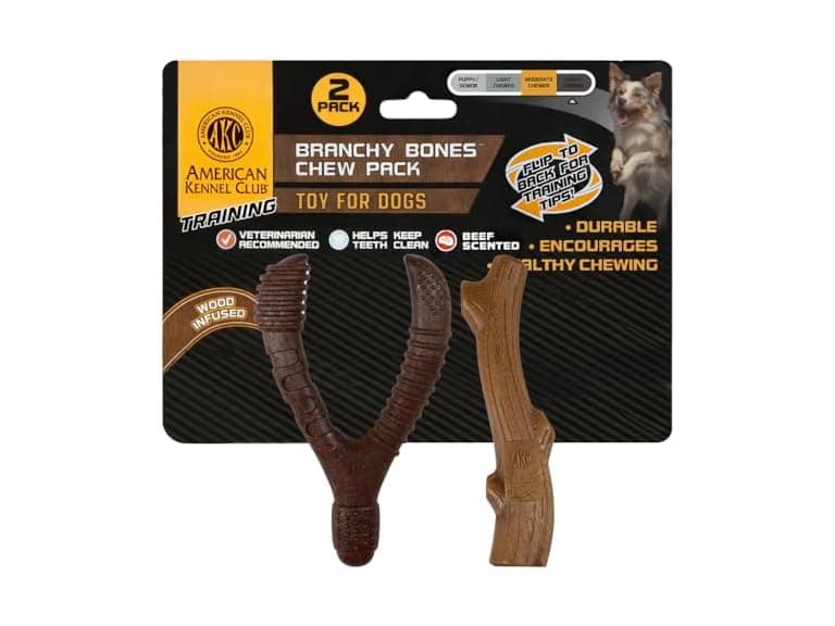 AKC 2 Pack Training Dog Chew Toy, Wood Infused - Image 1