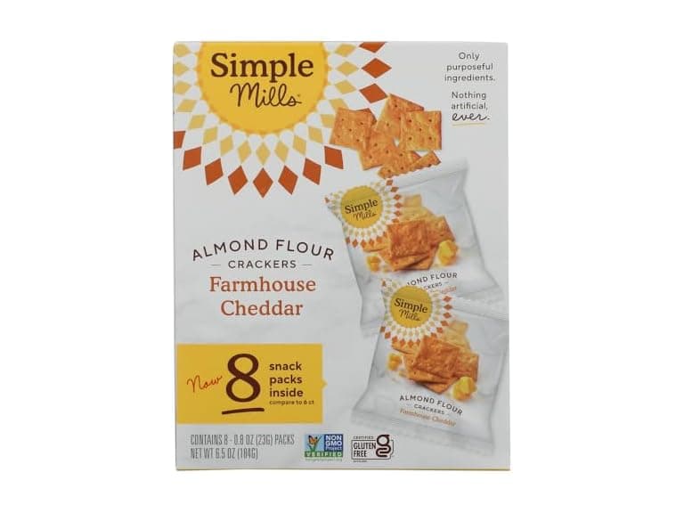 SIMPLE MILLS Cheddar Crackers 8ct 0.8oz - Image 1