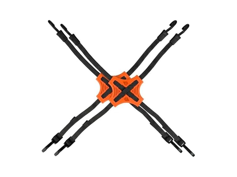 Tack Strap Orange 4-Way Flat Bungee Cord w/ Pad Grip - Image 1