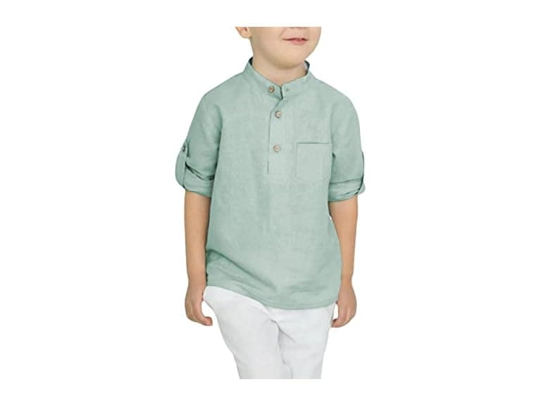 Arshiner Boys (7-8 Years) Button Up Henley Shirts - Image 1