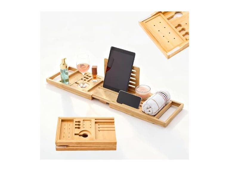 Natural Color Bamboo Bathtub Tray - Image 1