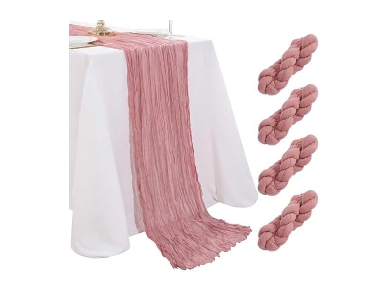 Cheesecloth Table Runner 4 Packs 36x120 Inches Dusty Rose - Image 1