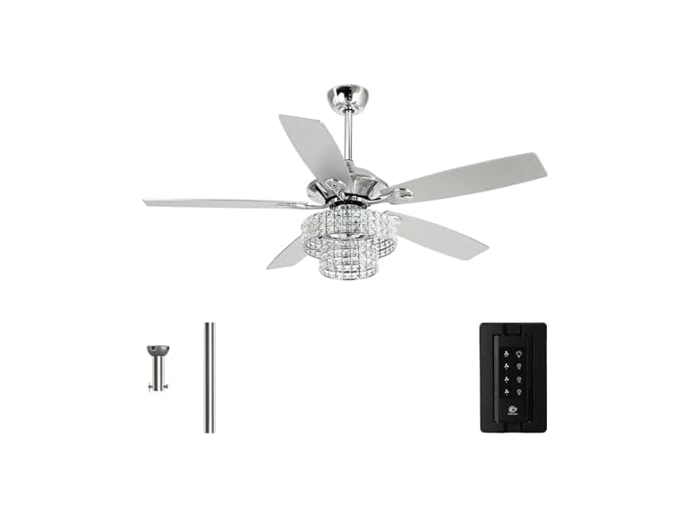 Parrot Uncle F6215Q110V-PU 52" Crystal Ceiling Fan - Image 1