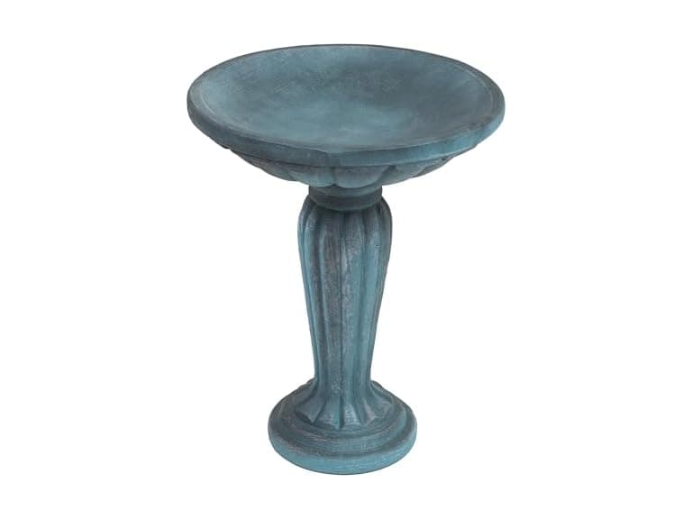 Sunnydaze 20.25” H Concrete Bird Bath Patina Green - Image 1