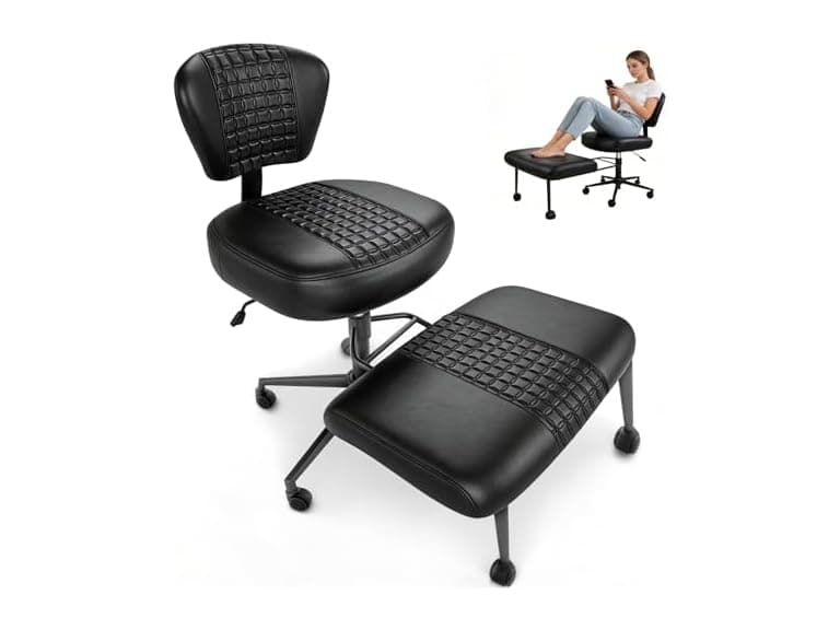 Ergonomic Cross Legged Office Chair Black - Image 1
