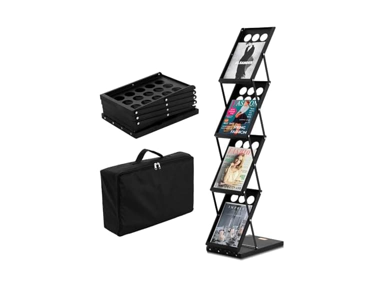 Foldable Magazine Display Rack, 4-Tier Brochure - Image 1