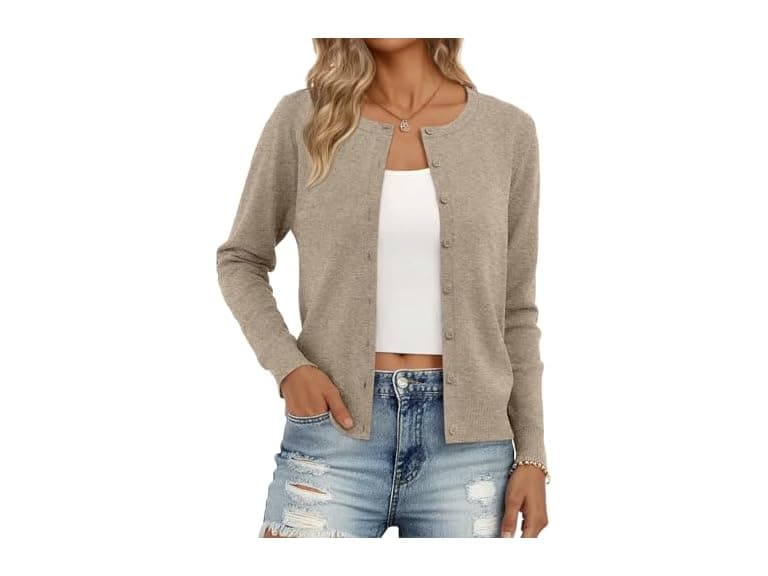 Trendy Queen Women (L) Lightweight Knit Cardigan - Image 1